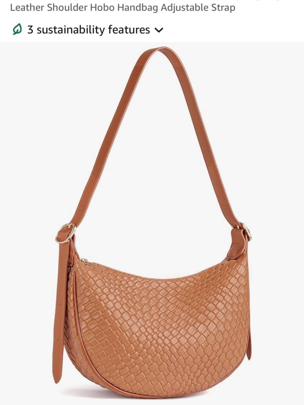 Tan Woven Crescent Hobo Shoulder Bag